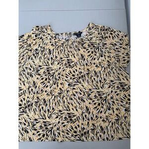 Liz Claiborne Career Woman 3X Yellow Black Abstract Print Top Blouse‎